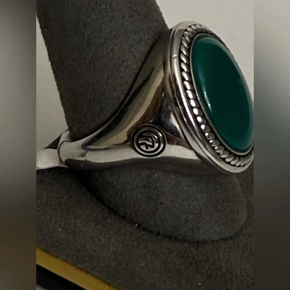 EFFY 925 STERLING SILVER ,GREEN ONYX RING SIZE 10